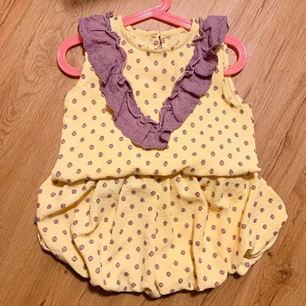 2 pcs set Girls Top and Shorts Outfit Set（New. Only Washed ）